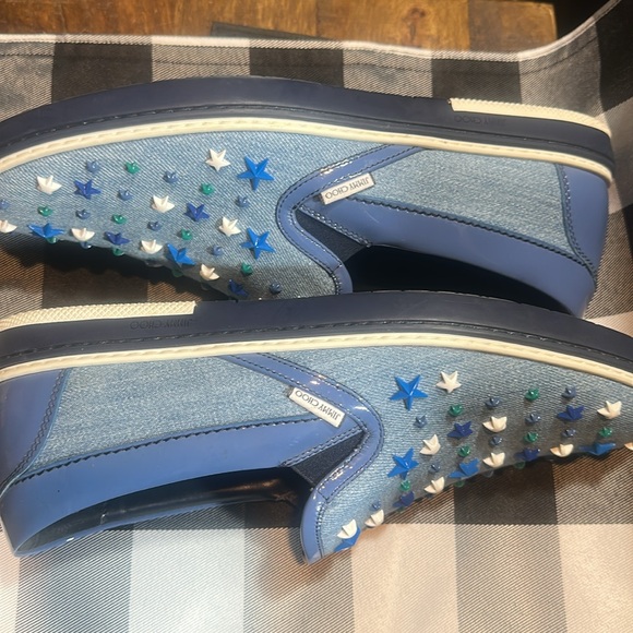 Jimmy Choo slip on shoes loafers denim canvas stars Grove-Star sneakers main image 10